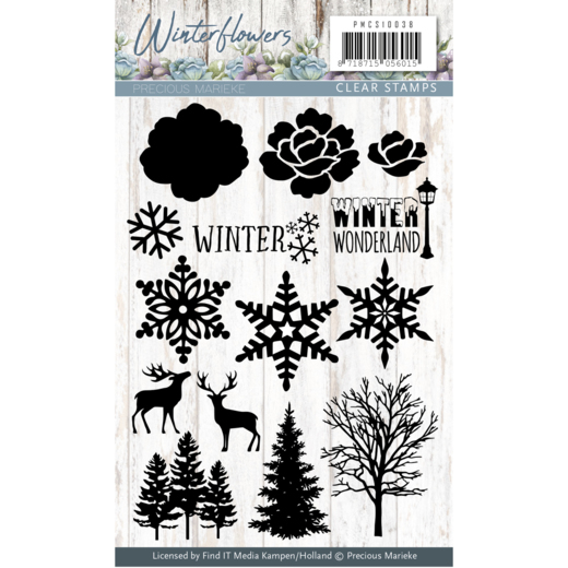 Clearstempel A6 - Precious Marieke - Winter Flowers - Winter Wonderland 