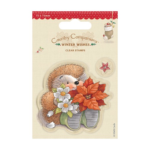 Country Companions Clear Stempel Winter Wishes - Igel mit Weihnachtstern 