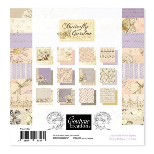 Couture Creations Papierblock 15,2 x 15,2cm (24 Blatt) - Butterfly Garden 