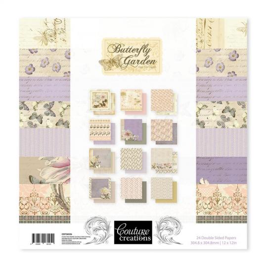 Couture Creations Papierblock 30,5 x 30,5cm (24 Blatt) - Butterfly Garden 