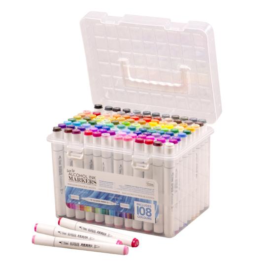 Couture Creations Twin Tip Alcohol Ink Marker / Alkohol Tintenstift 108 Farben inkl. Box 