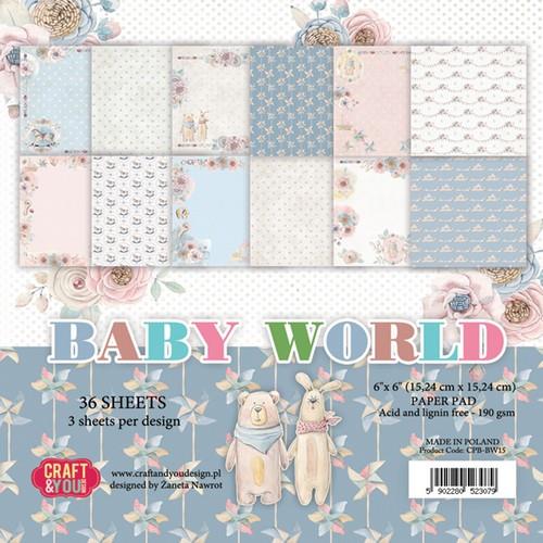 Craft&You Design Papierblock 15,2 x 15,2cm (36 Blatt) 190g - Baby World 
