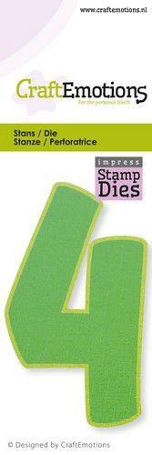 CraftEmotions Impress Stempel & Stanzschablone - Zahlen 4 4