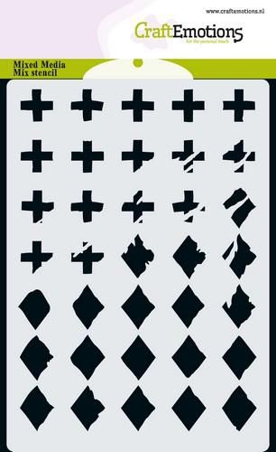 CraftEmotions MM Mix Schablone Design Diamant & Kreuz A6 