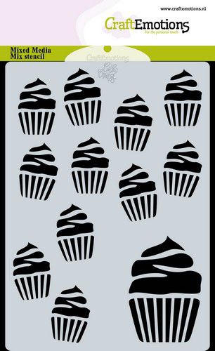 CraftEmotions Mask Stencil / Schablone Cupcakes A6 Carla Creaties 