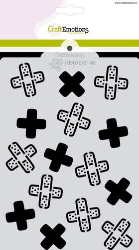 CraftEmotions Mask Stencil / Schablone Get well - Pflaster - Kreuz A6 Carla Creaties 