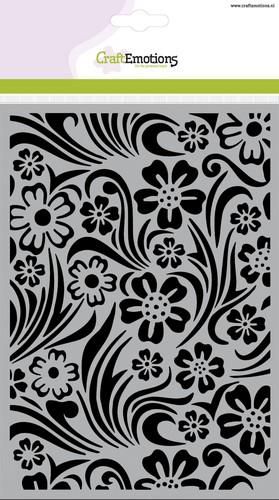CraftEmotions Mask Stencil / Schablone - Hintergrund Blume Swirl Blatt A5 