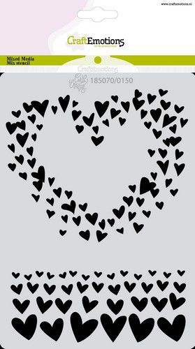 CraftEmotions Mask Stencil / Schablone Just Married - Herzen A6 Carla Creaties 