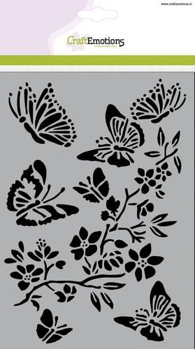 CraftEmotions Mask Stencil / Schablone - Schmetterlinge mit Blütenzweig A5 