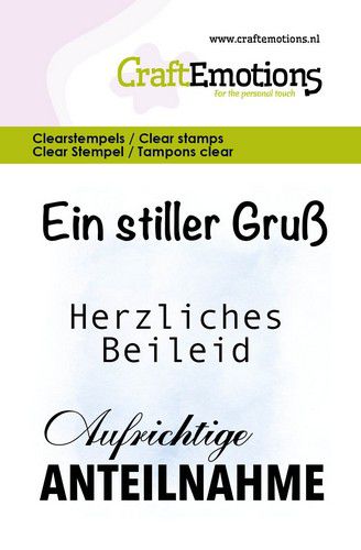 CraftEmotions Silikon Stempel Set 6 x 7cm 3tlg. - Text - Ein stiller Gruss 