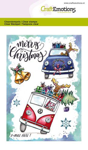 CraftEmotions Silikon Stempel Set A6 10tlg. - Weihnachtsautos 1 by Carla Creaties 