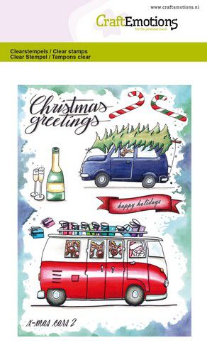 CraftEmotions Silikon Stempel Set A6 10tlg. - Weihnachtsautos 2 by Carla Creaties 