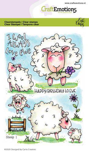 CraftEmotions Silikon Stempel Set A6 14tlg. - Schaf 1 by Carla Creaties 