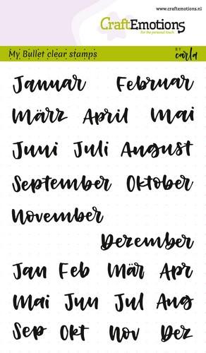 CraftEmotions Silikon Stempel Set A6 24tlg. - Handschrift - Monate 