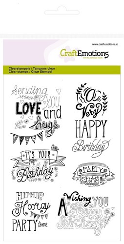 CraftEmotions Silikon Stempel Set A6 6tlg. - Birthday... 