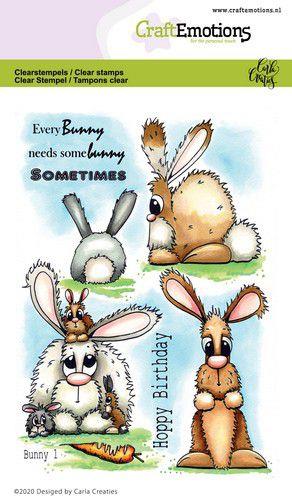 CraftEmotions Silikon Stempel Set A6 7tlg. - Hase 1 by Carla Creaties 