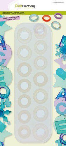 CraftEmotions Silikonform 14 Ringe rund - facettiert 8x26cm 