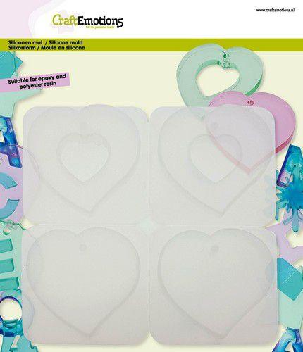 CraftEmotions Silikonform Dekoration Anhänger - Herz, Herz offen 16x15cm 