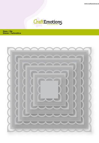 CraftEmotions Stanz- und Prägeschablone 10tlg - BIG XL - Quadrat mit Halbkreisen 