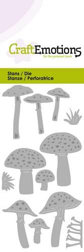 CraftEmotions Stanz- und Prägeschablone 2tlg - verschiedene Pilze 
