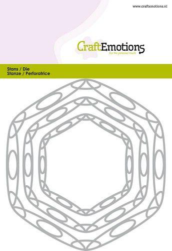 CraftEmotions Stanz- und Prägeschablone 3tlg - Art Rahmen Sechseck 
