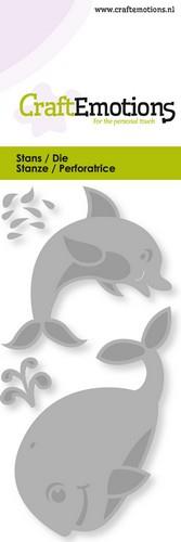 CraftEmotions Stanz- und Prägeschablone 4tlg - Delphin, Wal 