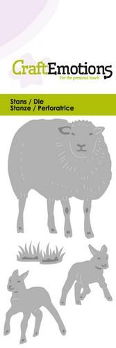 CraftEmotions Stanz- und Prägeschablone 4tlg - Schaf mit Lamm 