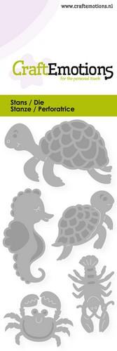 CraftEmotions Stanz- und Prägeschablone 5tlg - Schildkröte, Seepferdchen 