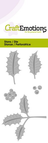 CraftEmotions Stanz- und Prägeschablone 5tlg - Stechpalmen Blätter 