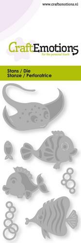 CraftEmotions Stanz- und Prägeschablone 7tlg - Tropische Fische 