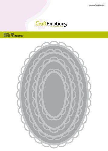 CraftEmotions Stanz- und Prägeschablone 8tlg - BIG XL - Oval Glatt u. Halben Oval 