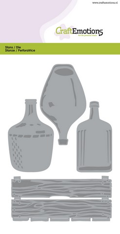 CraftEmotions Stanz- und Prägeschablone - Kiste, Flaschen groß 