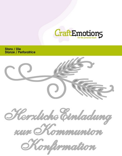 CraftEmotions Stanzschablone - Text Deutsch - Einladung Kommunion, Konfirmation 