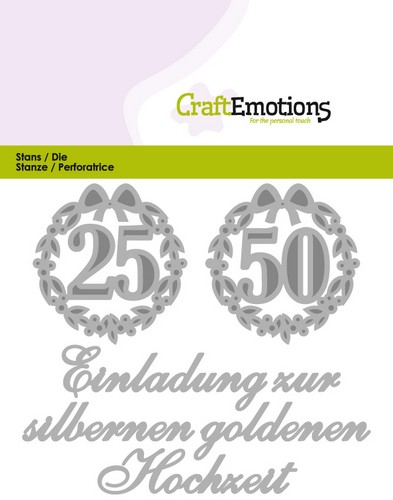 CraftEmotions Stanzschablone - Text Deutsch - Einladung silberne, goldene Hochzeit 
