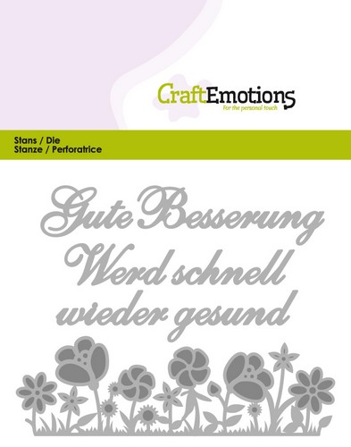 CraftEmotions Stanzschablone - Text Deutsch - Gute Besserung 