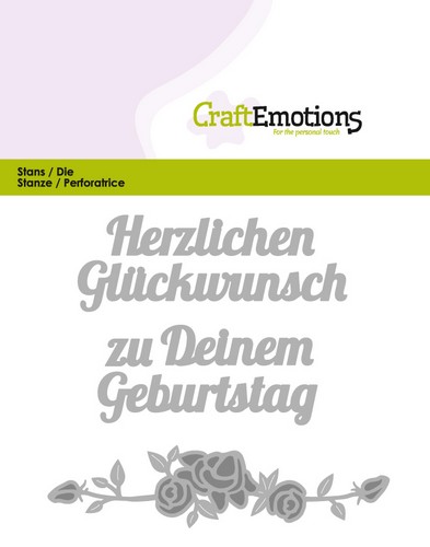 CraftEmotions Stanzschablone - Text Deutsch -  Herzlichen Glückwunsch 