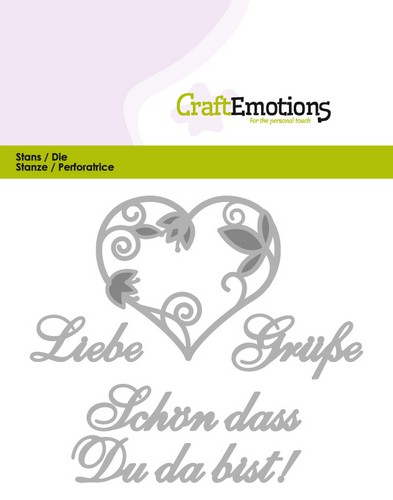 CraftEmotions Stanzschablone - Text Deutsch - Liebe Grüße 