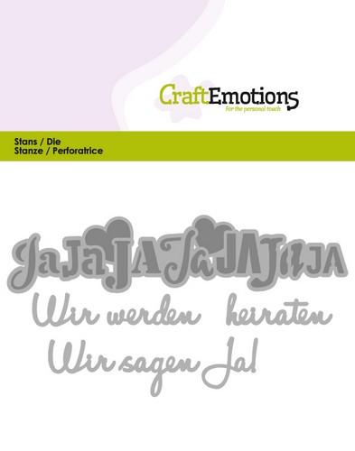 CraftEmotions Stanzschablone - Text Deutsch - Wir werden heiraten 