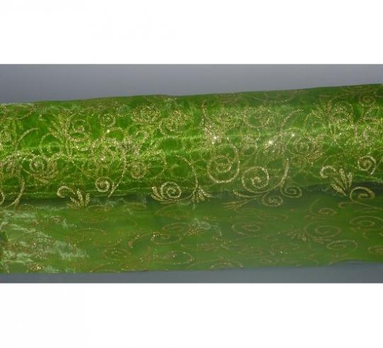 CreaPop Deko-Stoff Organza Orient mit Glitzer - Ornamente Limone 29cm x 1m 