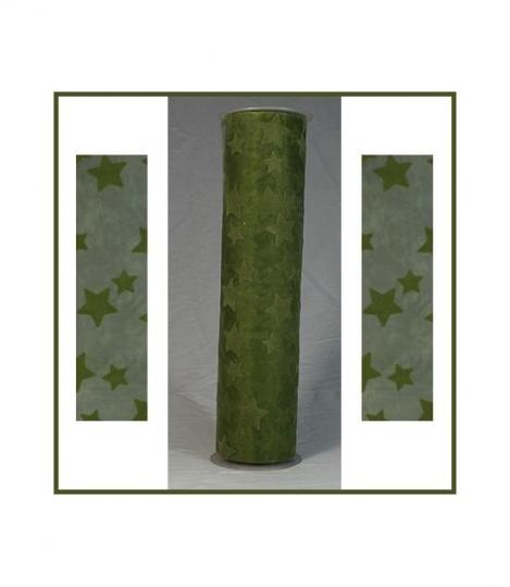 CreaPop Deko-Stoff Sterne beflockt grün 29cm x 1m 