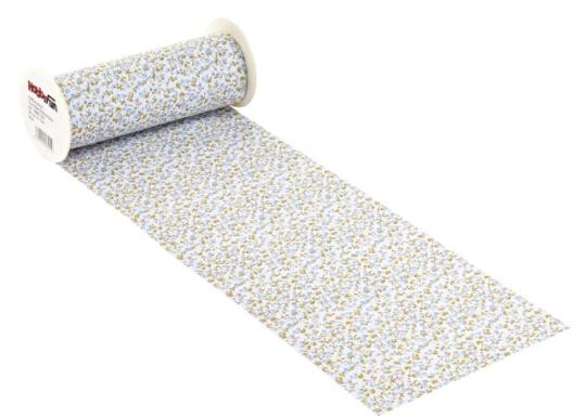 CreaPop Tischband Stoff Blümchen 20cm x 10m, blau 