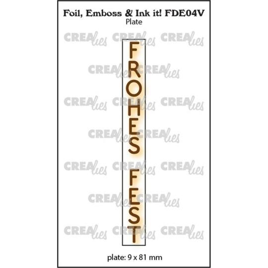 Crealies • Foil, Emboss & Ink It! Stempel - Frohes Fest (Vertical) 