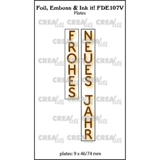 Crealies • Foil, Emboss & Ink It! Stempel - Frohes Neues Jahr (Vertical) 