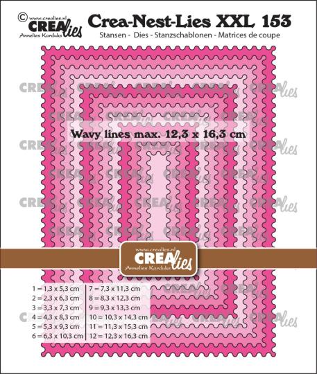 Crealies Crea-Nest-Lies XXL no. 153 Stanzschablone Rechteck mit Wellenlinien 