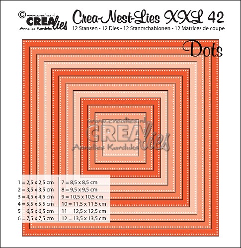 Crealies Crea-Nest-Lies XXL no. 42 Stanzschablone Quadrat mit Punkten 