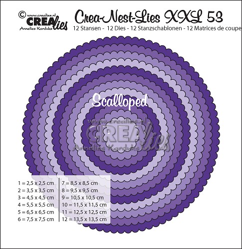 Crealies Crea-Nest-Lies XXL no. 53 Stanzschablone Scalloped Kreise 