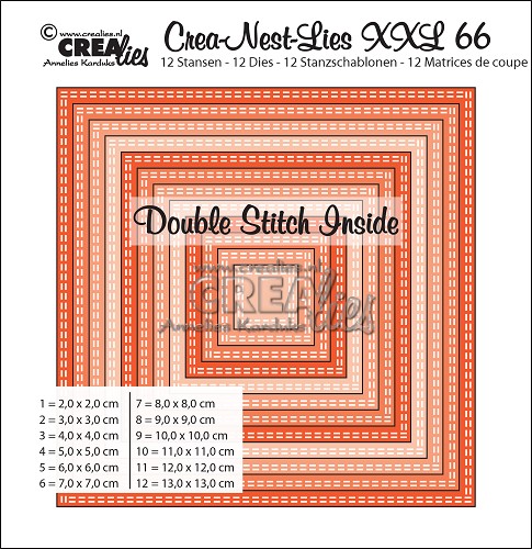 Crealies Crea-Nest-Lies XXL no. 66 Stanzschablone Quadrat mit Doppelstich 