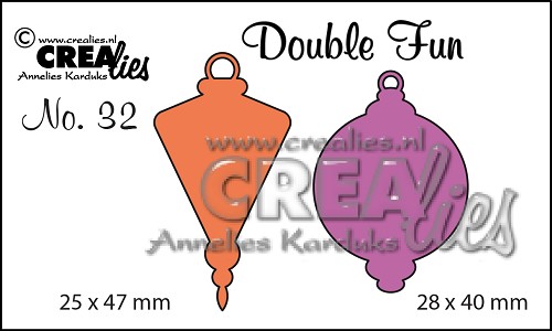 Crealies Double Fun no. 32 Stanzschablone - Weihnachtskugel C+D geschlossen klein 