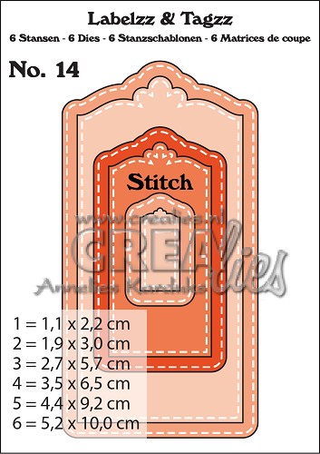 Crealies Labelzz & Tagzz Stanzschablone No.14 - Stich Line 