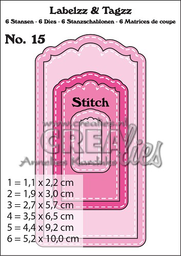Crealies Labelzz & Tagzz Stanzschablone No.15 - Stich Line 